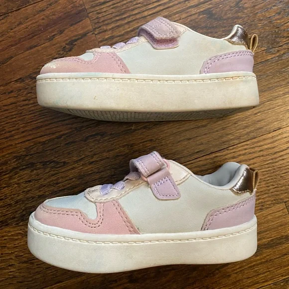 Carter's- toddler size 6 skater shoe unisex Blush Cream Kid Sneakers Miriam baby - Picture 6 of 16